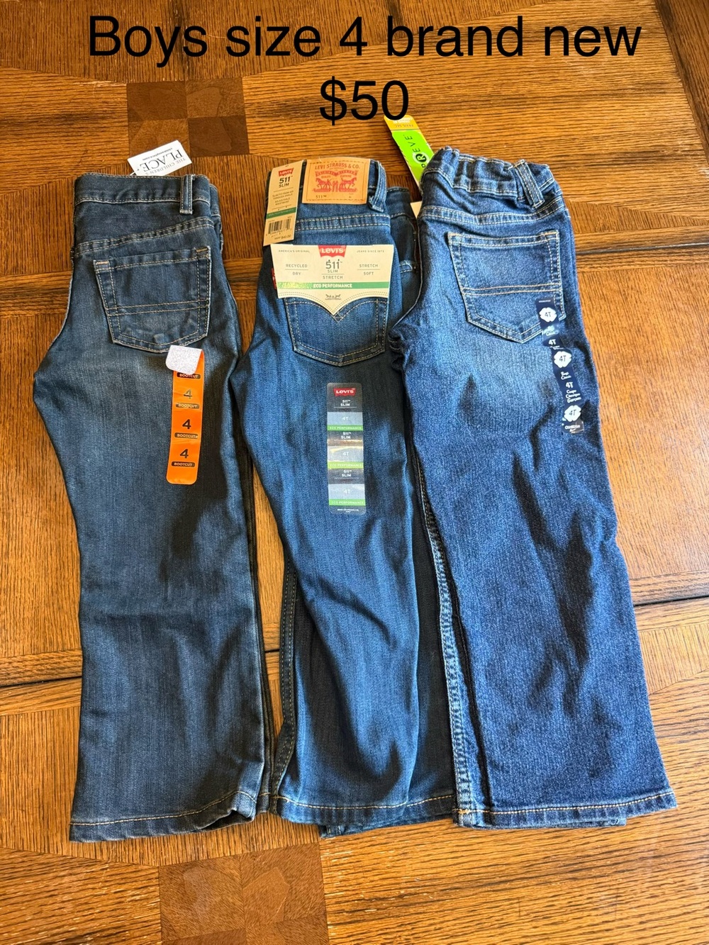Boys Size 4 Dark Blue Denim Jeans - 3 Pack